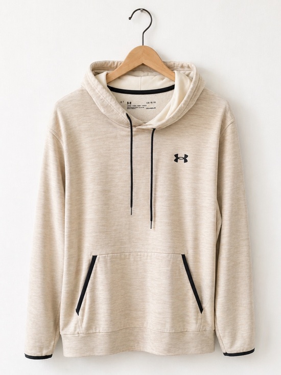 Under Armour Other - Under Armour Beige Hoodie Men’s Large Fleece Pullover Kangaroo Pocket